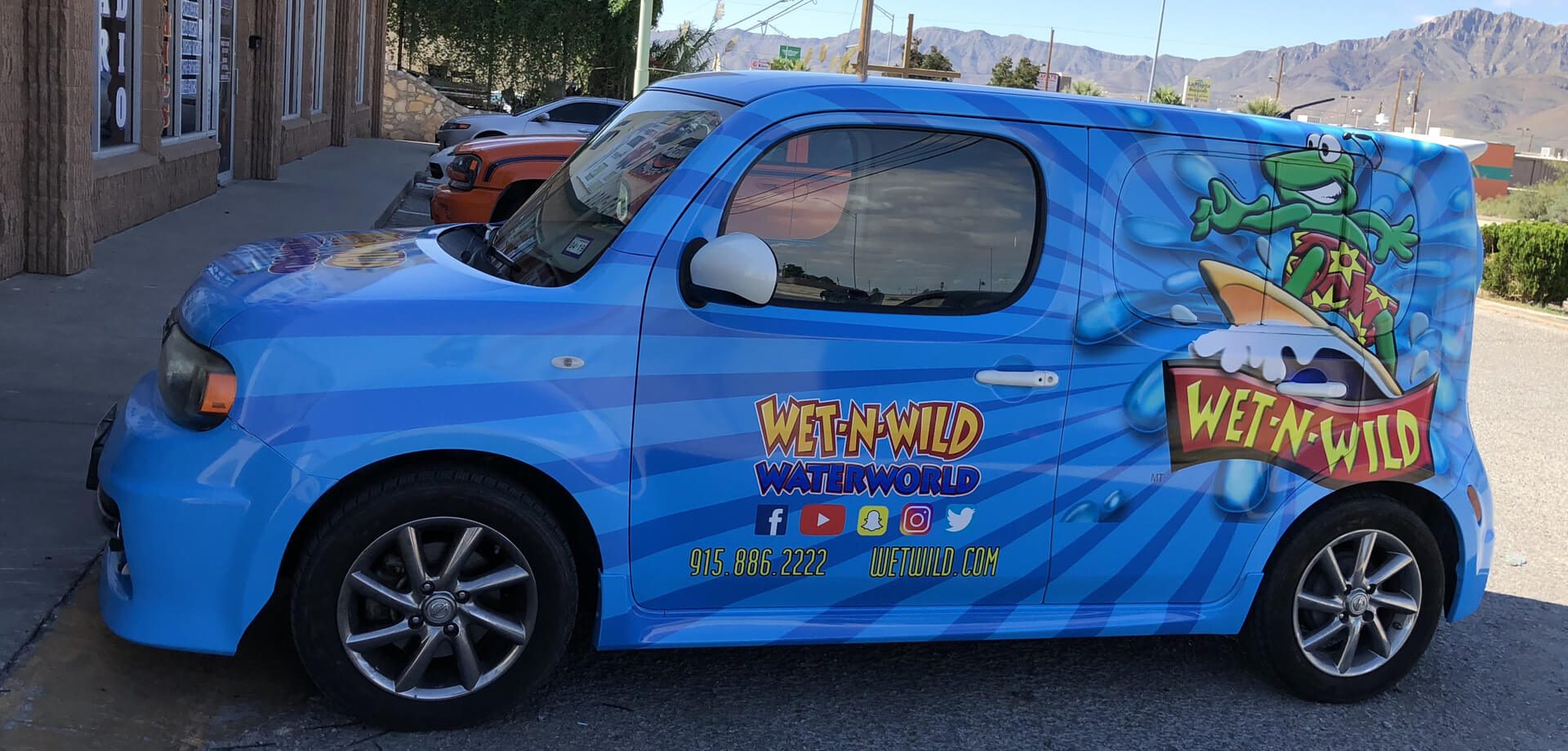 A Car Upgraded in Blue Color and Graphic